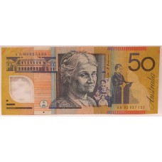AUSTRALIA 1995 . FIFTY 50 DOLLAR BANKNOTE . FRASER/EVANS . FIRST PREFIX AA95
